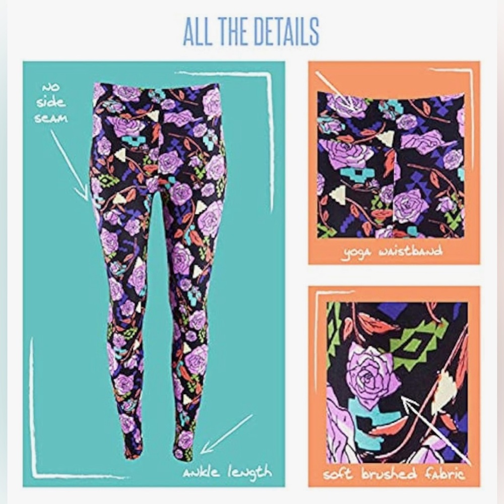LuLaRoe Women’s Floral Print Leggings/Size: One Size (2-10)/ Color: Multi (NWOT) - Picture 9 of 9